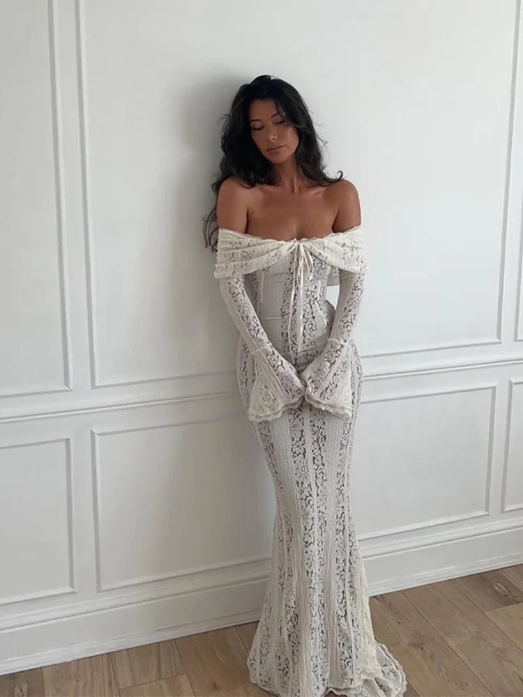 Lace - Up Off - Shoulder Dress - Chic Bodycon Mini - HalleBeauty